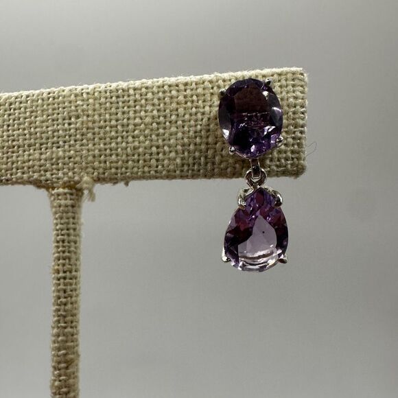 NWOT Stunning Faceted Amethyst dangle earrings set in sterling silver! - Picture 8 of 16